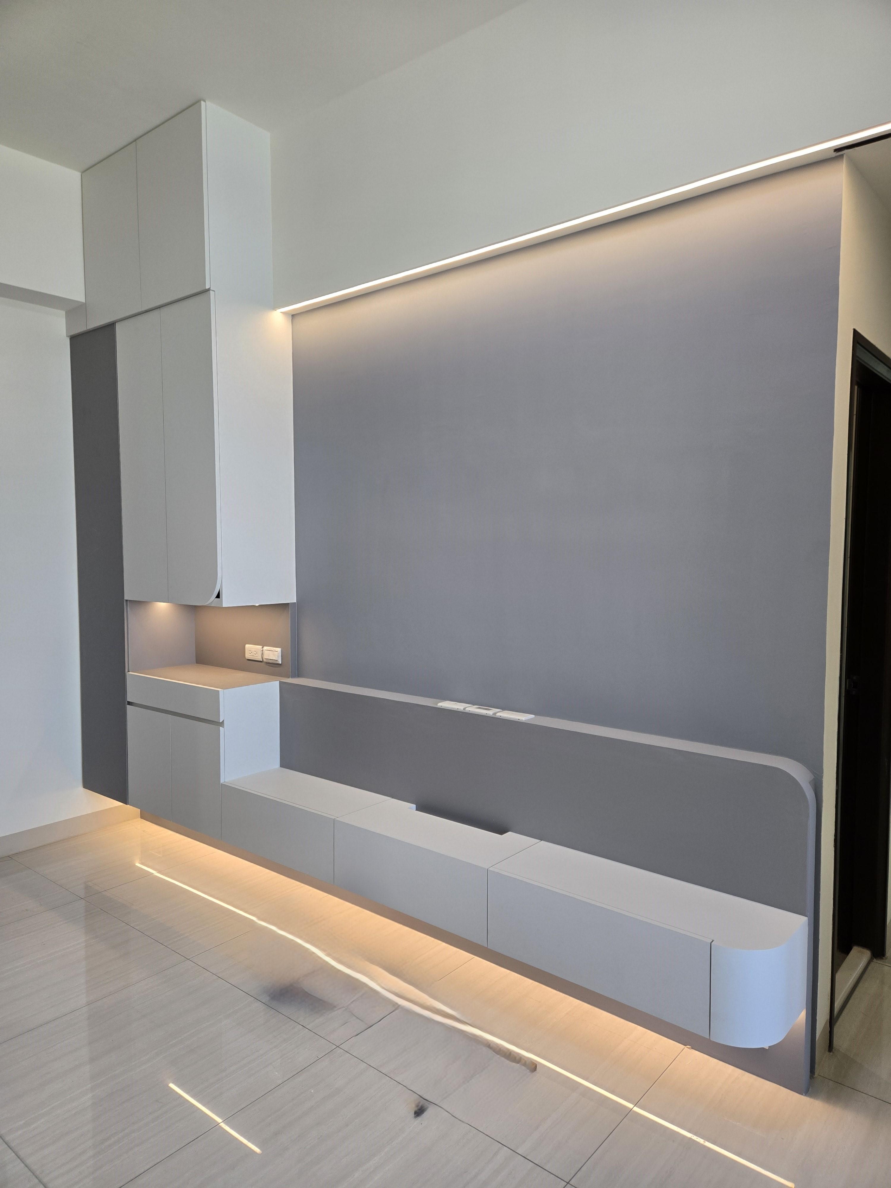 汙衣櫃+鞋櫃+電視櫃+半腰電視牆