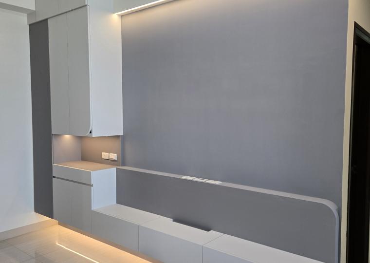 汙衣櫃+鞋櫃+電視櫃+半腰電視牆